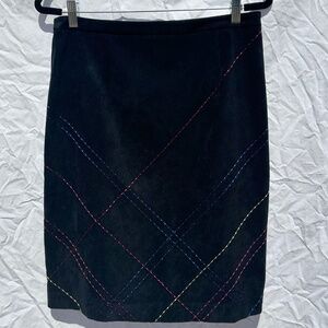 Velvet Primary Color Contrast Stitching Design Pencil Skirt